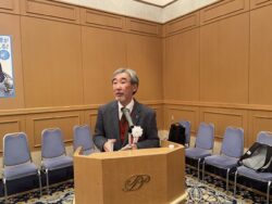 新春賀詞交歓会司会中の越部一般社団法人千葉南法人会総務副委員長