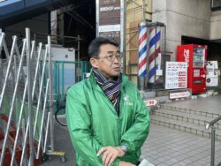 千葉南税務署を代表して柳田税務署長挨拶（２月５日ＪＲ蘇我駅にて）