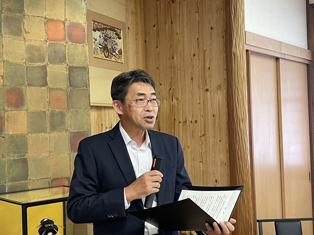 来賓祝辞中の柳田千葉南税務署長 来賓祝辞中の柳田千葉南税務署長