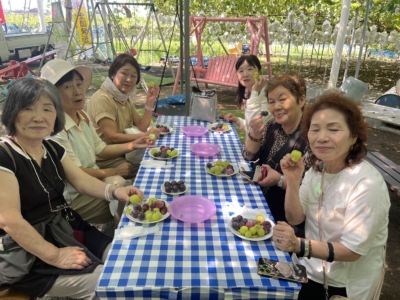 旬のぶどうを堪能中の皆様 旬のぶどうを堪能中の皆様